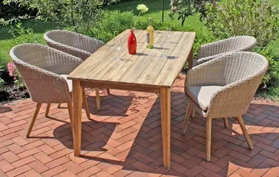 Produktbild von Garten-Essgruppe "Visalia" in braun. Abmessungen (BxHxT) 180x75x90 cm
