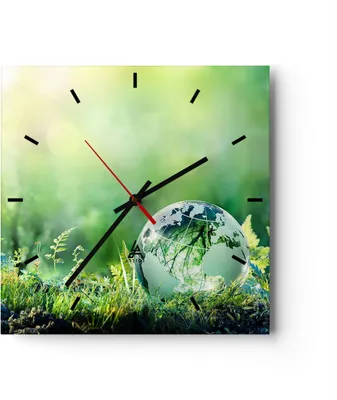 Produktbild von Wanduhr - Quadrat - Glasuhr - natur natur - 40x40cm - Schleichendes Uhrwerk - Lautlos - zum Aufhängen bereit - Dekoration Modern - Wanddekoration aus Glas - C3AC40x40-4041