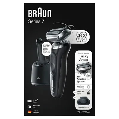 Produktbild von Braun Series 7 71-N7200cc, Folienschaber, Schwarz, Tasten, LED, Batterie, Integrierte Batterie