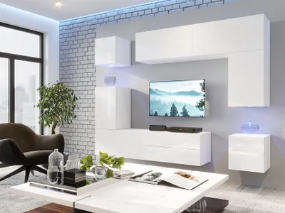 Produktbild von Mediawand Wohnwand 8 tlg - NEXI XL 31 - Weiss Hochglanz inkl. LED