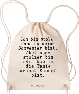 Produktbild von Mr. & Mrs. Panda Jutebeutel Ich bin stolz, dass... - Transparent - Geschenk, Gymbag, Sprüche, Tante Spruch, gymnastiktasche, Beutel, stolz, Rucksack, gym tasche, Geburt