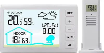 Obrázek produktu pro Bezdrátová meteorologická stanice vnitřní venkovní teplota displej hodiny alarm nastavitelné podsvícení