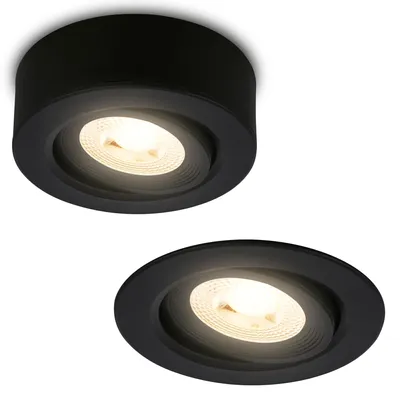 Zdjęcie produktu dla Briloner Desi 2 w 1 LED reflektor natynkowy i wpuszczany, 2 w 1 LED reflektor natynkowy i wpuszczany, obrotowy, płaski, ciepłe białe światło, czarny, Ø9 x 3 cm