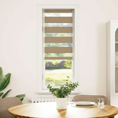 Immagine prodotto di vidaXL Tenda a rullo doppia, marrone sabbia, 40x150 cm, larghezza del tessuto 35,9 cm, poliestere