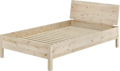 Produktbild von Echtholzbett Einzelbett Zirbe massiv metallfrei 120x200 mit wählbaren Zubehör V-60.95-12Rollrost inkl.