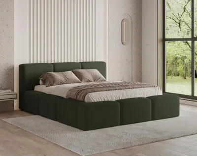 Produktbild von Chilly Möbel Design Polsterbett Como Grün Bouclé-Stoff 140x200 cm mit Stauraum