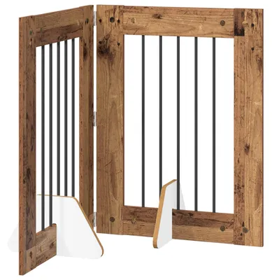 Immagine prodotto di vidaXL Porta pieghevole per cani con supporti, 2 pezzi, legno di recupero, 120,5 cm