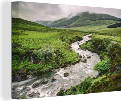 Produktbild von OneMillionCanvasses® - Leinwandbilder - 140x90 cm, Fluss in Schottland, Wandbilder Kunstdruck Wanddekoration - Foto auf Leinwand - Gemälde auf Holzrahmen
