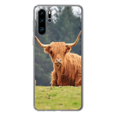 Produktbild von MuchoWow® Handyhülle Schutzhülle Hülle für Huawei P30 Pro Schottische Highlander - Gras - Wald Silikon Softcase Handy Hülle - Schutzdeckel