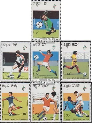 Produktbild von Briefmarken Kambodscha 1990 Mi 1089-1095 (kompl.Ausg.) postfrisch Fussball-WM 1990 in Italien