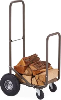 Immagine prodotto di Carrello per legna da ardere marrone con pneumatici
