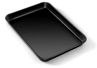 Image de Plaque de cuisson en acier carbone avec revêtement antiadhésif, rectangulaire, dimensions : 26,5 x 20,5 x 2,5 cm, couleur noire