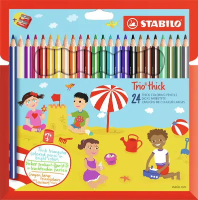 Immagine prodotto di Matita colorata triangolare - STABILO Trio thick - confezione da 24 - con 24 colori diversi e temperino