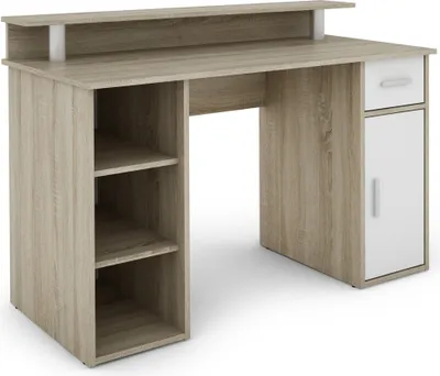 Produktbild von Schreibtisch >DIEGO< in Eiche-Optik/Weiß 120 x 88 x 55 cm (BxHxT)