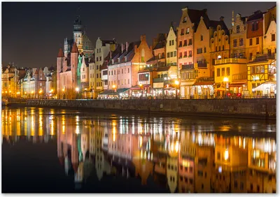 Produktbild von Tulup® Glas-Bild - 100 x 70 - Wandbild aus Glas - Wandkunst - Wandbild hinter gehärtetem Sicherheitsglas - Sehenswürdigkeiten & Architektur - Danzig - Orange