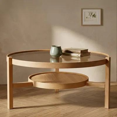 Immagine prodotto di Olzai - Tavolino da Salotto, 100x100x48h cm Marrone Rovere, un Vano