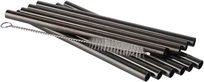 Image de Pailles - Noires - Acier inoxydable 18/8 - 0,8 cm x 15 cm - Lot de 11 pièces