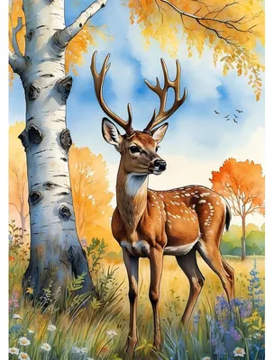 Productafbeelding van Diamantverfset - Motief: Hert in het bos - DIY mozaïek knutselset voor wanddecoratie - 30x40 cm