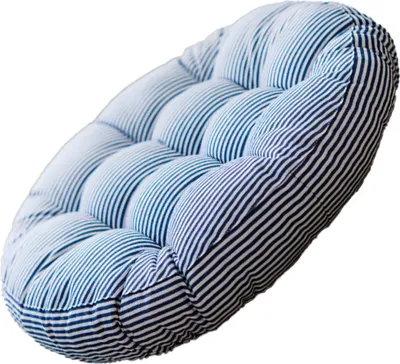 Produktbild von Rund Stuhlkissen,47 cm,Polster Tatami Kissen fš¹r Garten,Baumwolle und Leinen blau gestreift,47cm