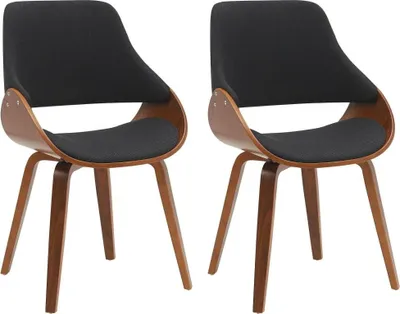 Produktbild von 2er-Set Esszimmerstühle – Küchenstühle – Walnuss/Schwarz – Bequemes und elegantes Design