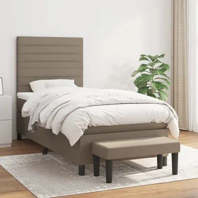 Produktbild von Design Möbel Boxspringbett mit Matratze Taupe 90x190 cm Stoff - 2024 Neu