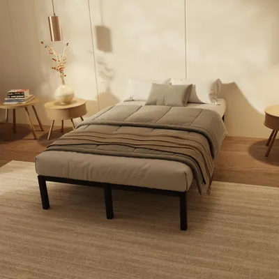 Produktbild von HAGO24 Bettgestell 120x200cm Einzelbett Stahlrahmen Lattenrost Anthrazit 24cm Höhe Pulverbeschichtet Gästebett Jugendbett Metallrahmen