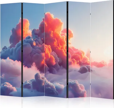 Produktbild von 5-teiliger Einseitiger Vlies Paravent - Twilight Spectacle: Clouds in Shades of Pink and Purple 225x172 cm Landschaften b-H-10030-z-a