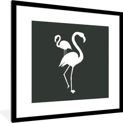 Produktbild von MuchoWow® MuchoWow® Gerahmtes Poster Flamingo - Vogel - Scherenschnitt 40x40 cm - Poster mit zchwarzem Bilderrahmen - Poster - Plakat im Rahmen