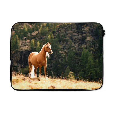 Produktbild von MuchoWow® Laptop Hülle 13 Zoll Haflingerpferd in den Bergen Laptoptasche - Laptophülle - Sleeve - Rundumschutz