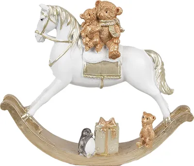 Produktbild von Clayre & Eef Figur Schaukelpferd 15 cm Weiß Kunststoff