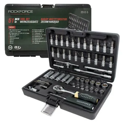 ROCKFORCE / WMC Werkzeugkoffersatz 1/4" 51-teilig