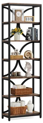 Immagine prodotto di Libreria a 6 ripiani, altezza 200 cm, colore marrone, stile industriale, ideale per ripostiglio, soggiorno, camera da letto o ufficio domestico