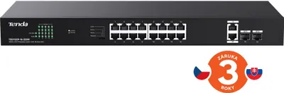 Immagine prodotto di Tenda TEG1120P-16-250W switch Gigabit PoE+ 16x 1Gbps PoE+ 802.3af/at + 2x SFP + 2x RJ45, 230W, Rack
