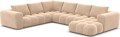 Produktbild von Samtstoff U-Form XXL Wohnlandschaft Lavera Beige Rechts