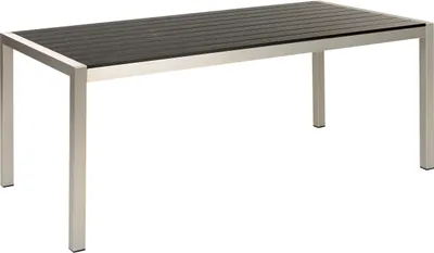 Produktbild von BELIANI Gartentisch Schwarz Kunstholz und Aluminium für 6 Personen 180 x 90 cm Modern Design Outdoor Terrasse Balkon Ausstattung Möbel