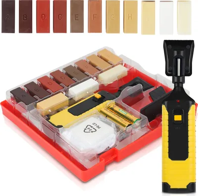 Produktbild von Hengda Holz Reparatur Set 17-teilig - 11 versch. Farbtöne - Wachs Reparatur Set für Holz Oberflächen aller Art und Fliesen Kacheln & Steingut Oberflächen reparieren, Laminat Parkett Reparaturset