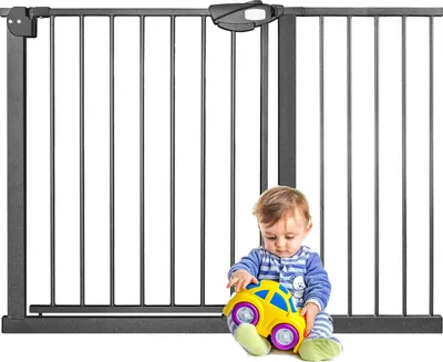 Produktbild von NAIZY Türschutzgitter Treppenschutzgitter ohne Bohren, Türgitter Baby Absperrgitter, Kindersicherung Treppe Schutzgitter für Kinder und Hunde, Auto-Close, Einhändiges Öffnen, Schwarz 105-115cm