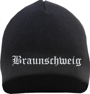 Produktbild von Braunschweig Beanie Mütze - Altdeutsch - Bestickt - Strickmütze Wintermütze Einheitsgröße Schwarz