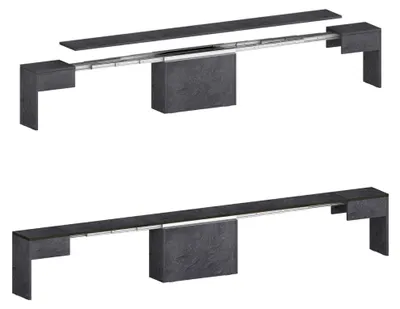 Produktbild von Bank Torquato, Set mit 2 Sitzgelegenheiten für den Esstisch, ausziehbare Bänke, 290x25x45 cm, Schiefer