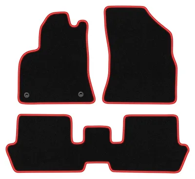 Obrázok produktu pre Velúrové autokoberce pre: Peugeot 3008 I 2009-2016 (minivan) – sada 4 ks, čierno-červené, na mieru – Wielganizator CARLUX