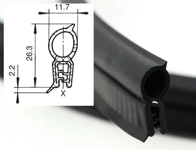 Produktbild von DO11 - EPDM Kantenschutz Dichtungs Profil Gummi Dichtung oben - Klemmbereich 1 - 2 mm
