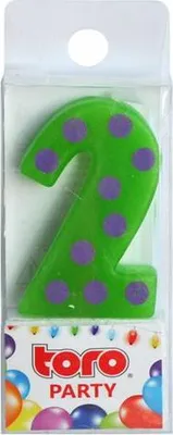 Produktbild von Kerze mit Zahl "2", selbstklebend, 3 x 4,5 x 0,9 cm