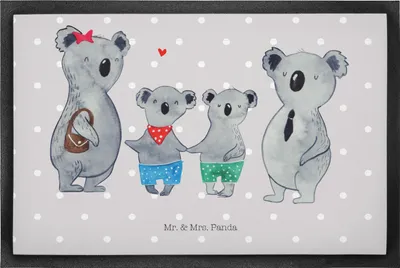 Produktbild von Mr. & Mrs. Panda fußmatte Koala Familie zwei 50 x 75 cm - Grau Pastell - Geschenk, Koalabär, Gummimatte, Bodenvorleger, Muttertag, Schmutzfangmatte, Schmutzmatte