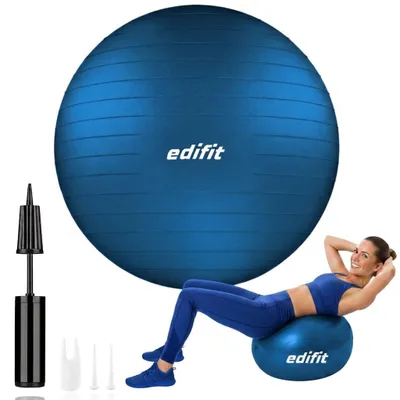 Produktbild von EDIFIT, Gymnastikball, 55, 65 und 75, Pezziball, Einschließlich Inflator, Pilates Ball, Sitzball, Pilates, Yoga Ball, Gymnastik (65cm, Blau)
