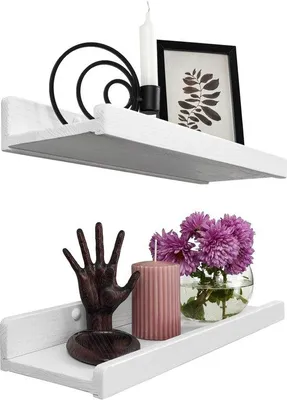 Image de Moulure murale blanche fabriquée à la main, 40 cm, lot de 2 moulures murales en bois, kit de fixation murale pour moulure suspendue, moulure flottante moderne, moulure étroite pour la salle de bains, le salon, la cuisine et la chambre à coucher