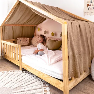 Produktbild von Himmel für Hausbett Gold aus Musselin - 320, 360 oder 420 cm