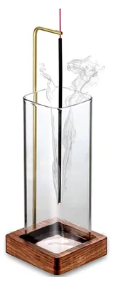Produktbild von Räucherstäbchenhalter aus Holz mit Abnehmbarer Glasflasche