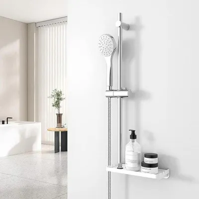 Produktbild von Famanu Duschset Handdusche - Duschsystem 70 cm - Seifenschale - 1,5 m Duschschlauch - Badezimmer Chrom