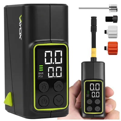 Produktbild von Vayox Fahrrad Elektrische Luftpumpe mit 1100-mAh-Akku VA0451, 150PSI (10.3 BAR), LED Licht, USB-C Aufladung, Schwarz