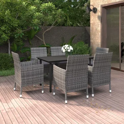 Obrázok produktu pre Maison Exclusive – 7-dielna záhradná jedálenská súprava s vankúšmi z polyrotangu a skla
